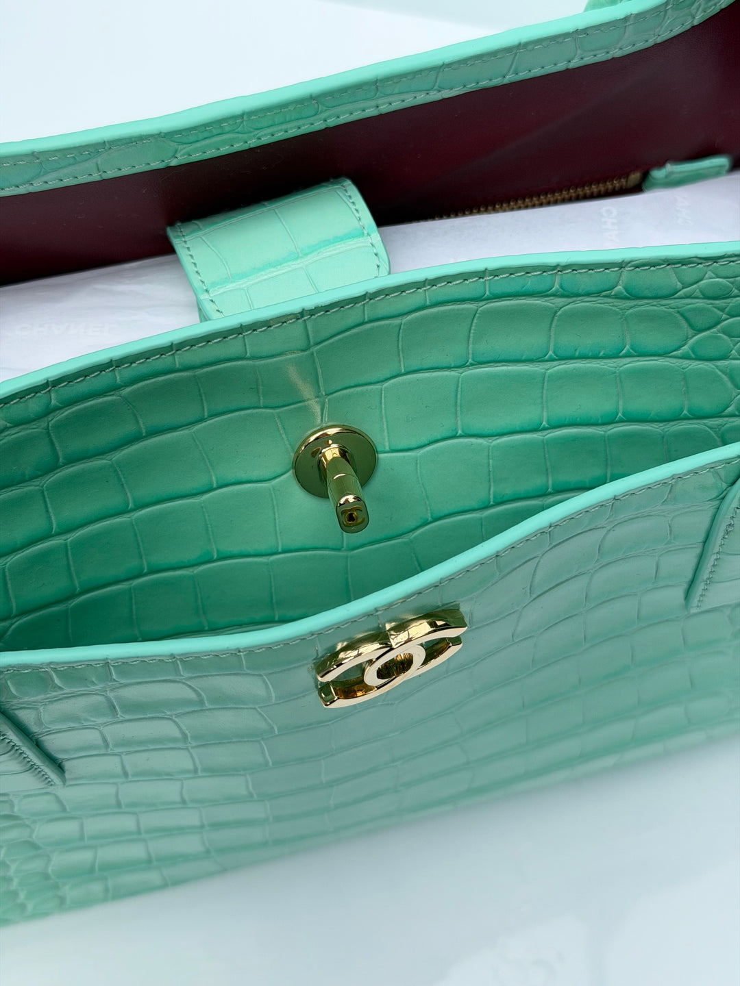 CC Small Shopping Bag Crocodile Embossed