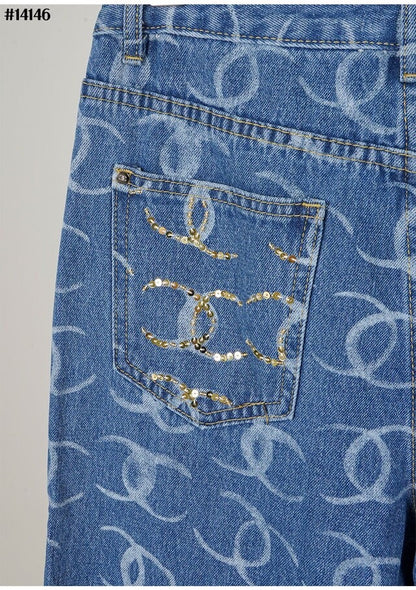 GREY SEQUIN JEANS