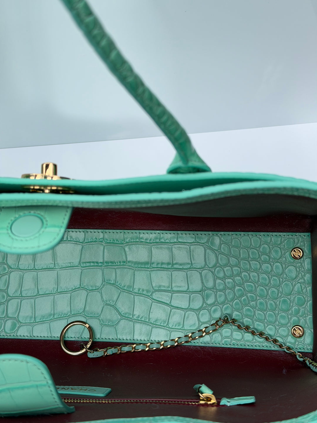 CC Small Shopping Bag Crocodile Embossed