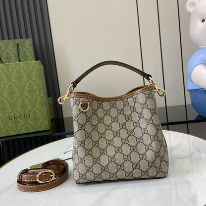GG CANVAS SMALL BUCKET BAG