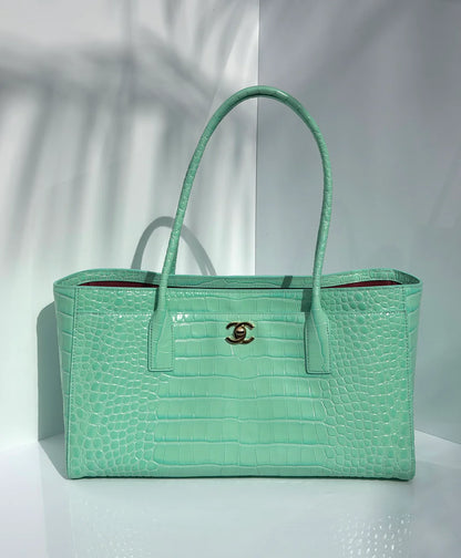 CC Small Shopping Bag Crocodile Embossed