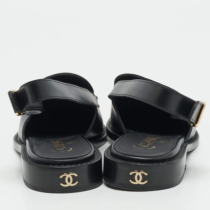 Slingback Flache Schwarz Loafer
