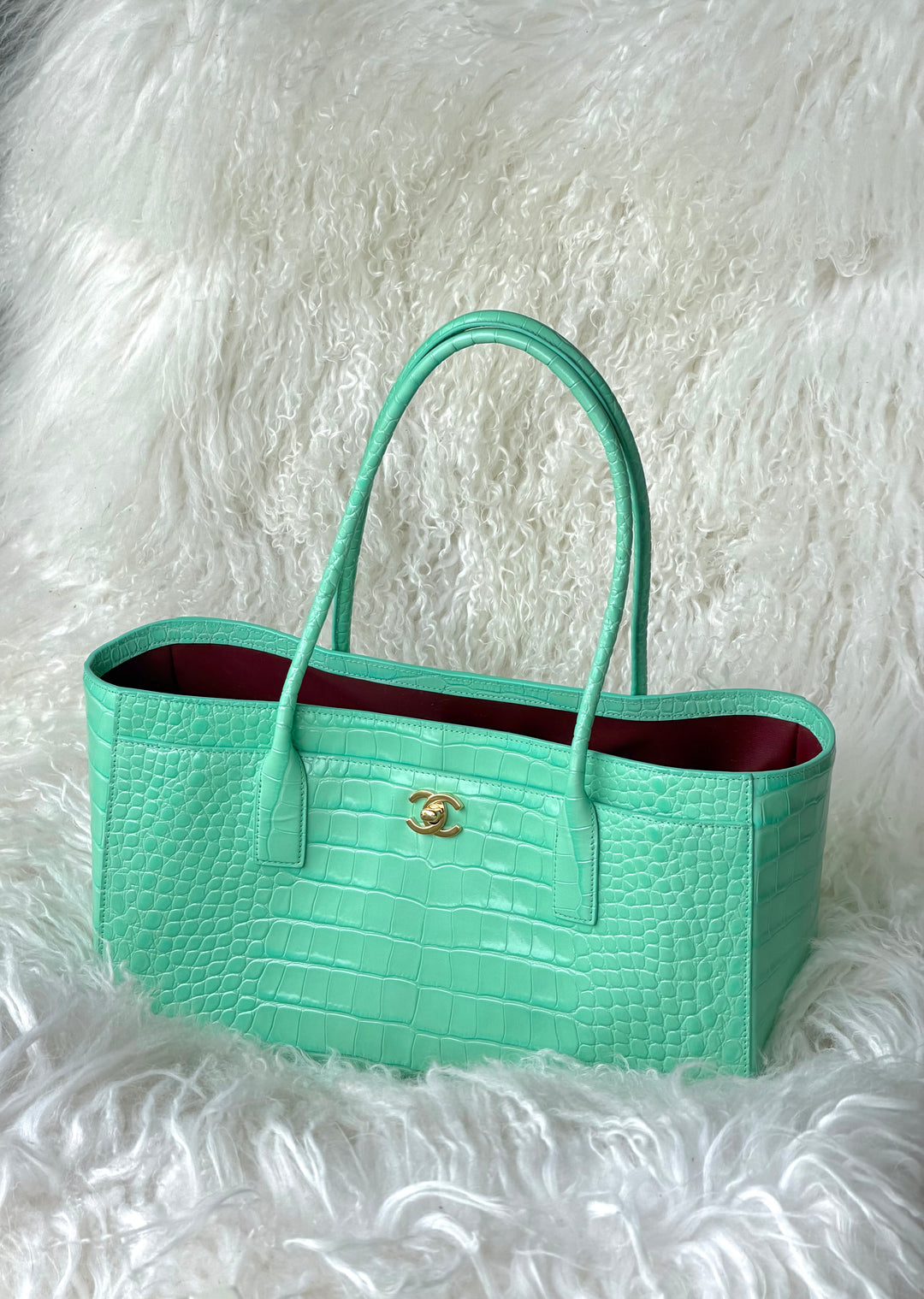 CC Small Shopping Bag Crocodile Embossed