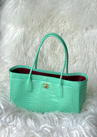 CC Small Shopping Bag Crocodile Embossed
