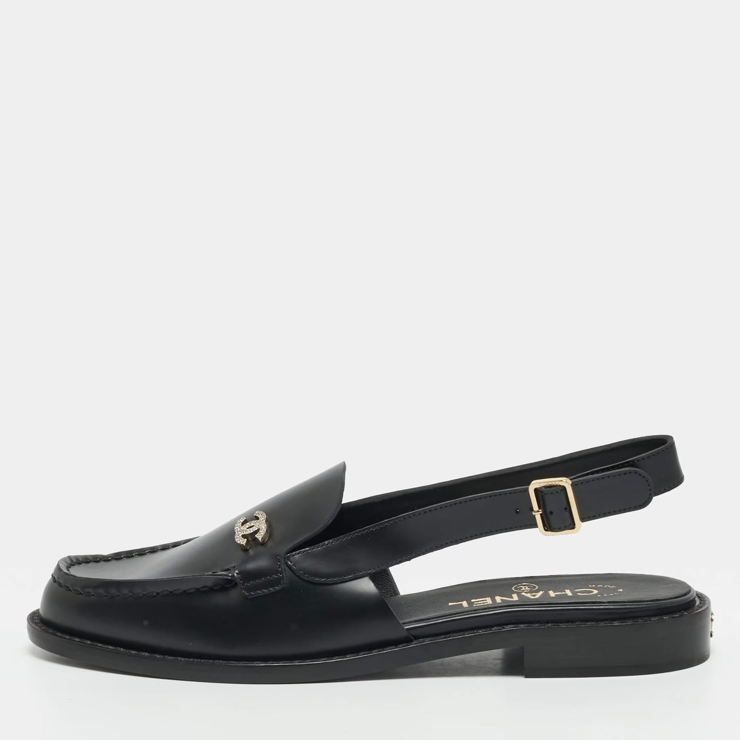 Slingback Flache Schwarz Loafer