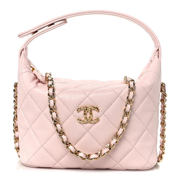 SHINY CAVIAR HOBO CLUTCH