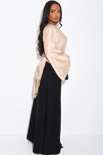 Tunika aus Satin mit Spitze