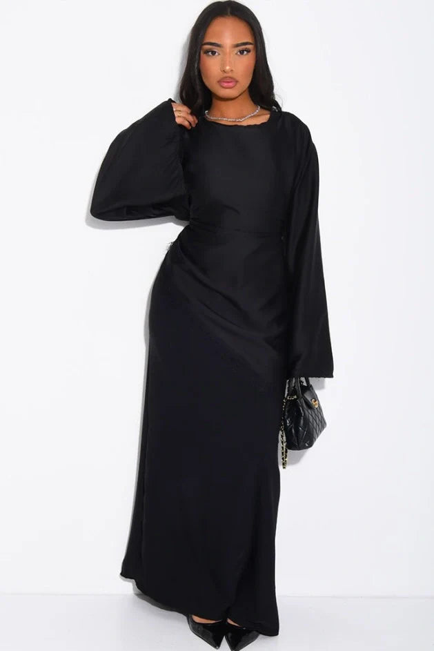 Tunika aus Satin mit Spitze