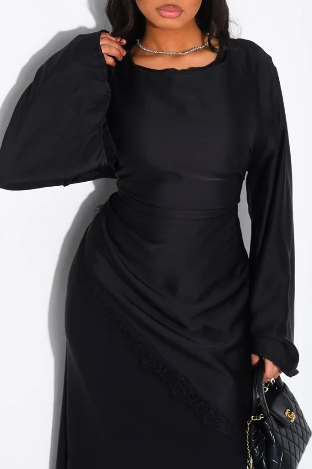 Tunika aus Satin mit Spitze