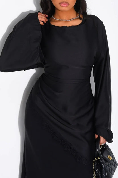 Tunika aus Satin mit Spitze